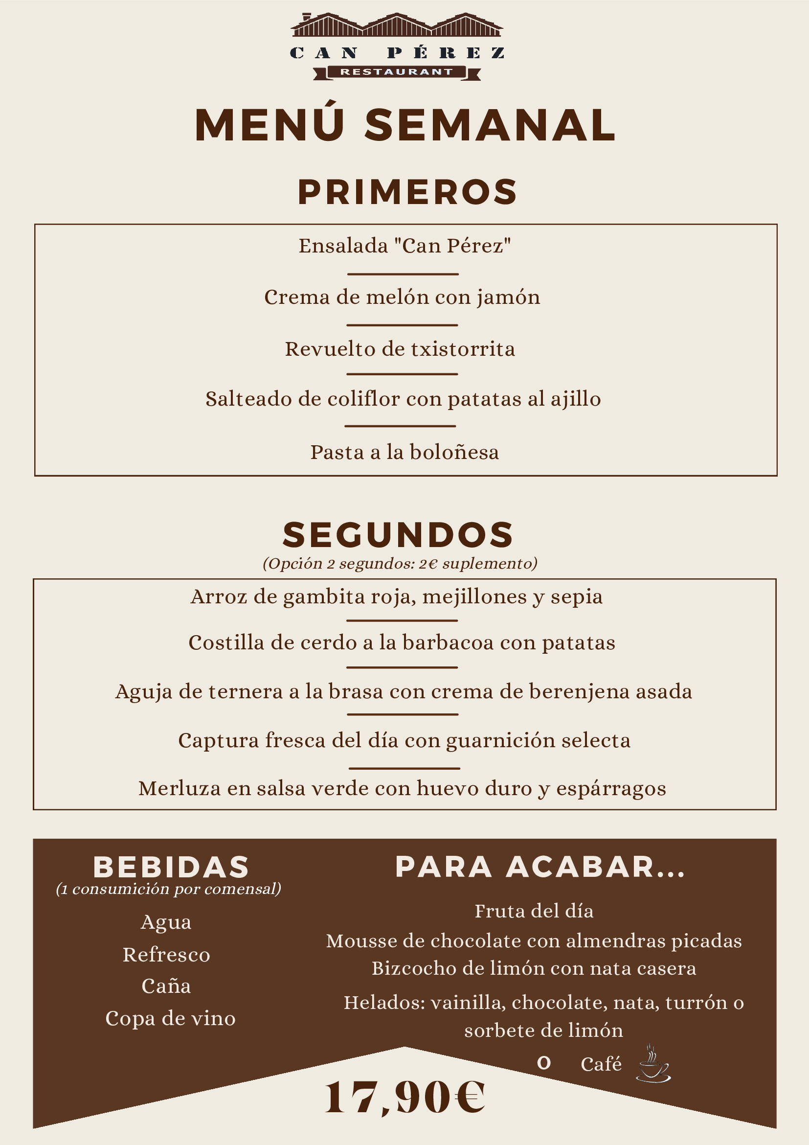 Menú semanal de Can Pérez